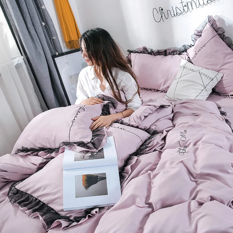 Liv Esthete роскошный красивый светло фиолетовый комплект постельного белья