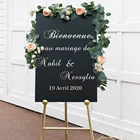Добро пожаловать, свадебное зеркало, наклейка на заказ, имена, дата виниловая наклейка на стену, Свадебный знак, графический декор для места, настенный художественный плакат, французский AZ211