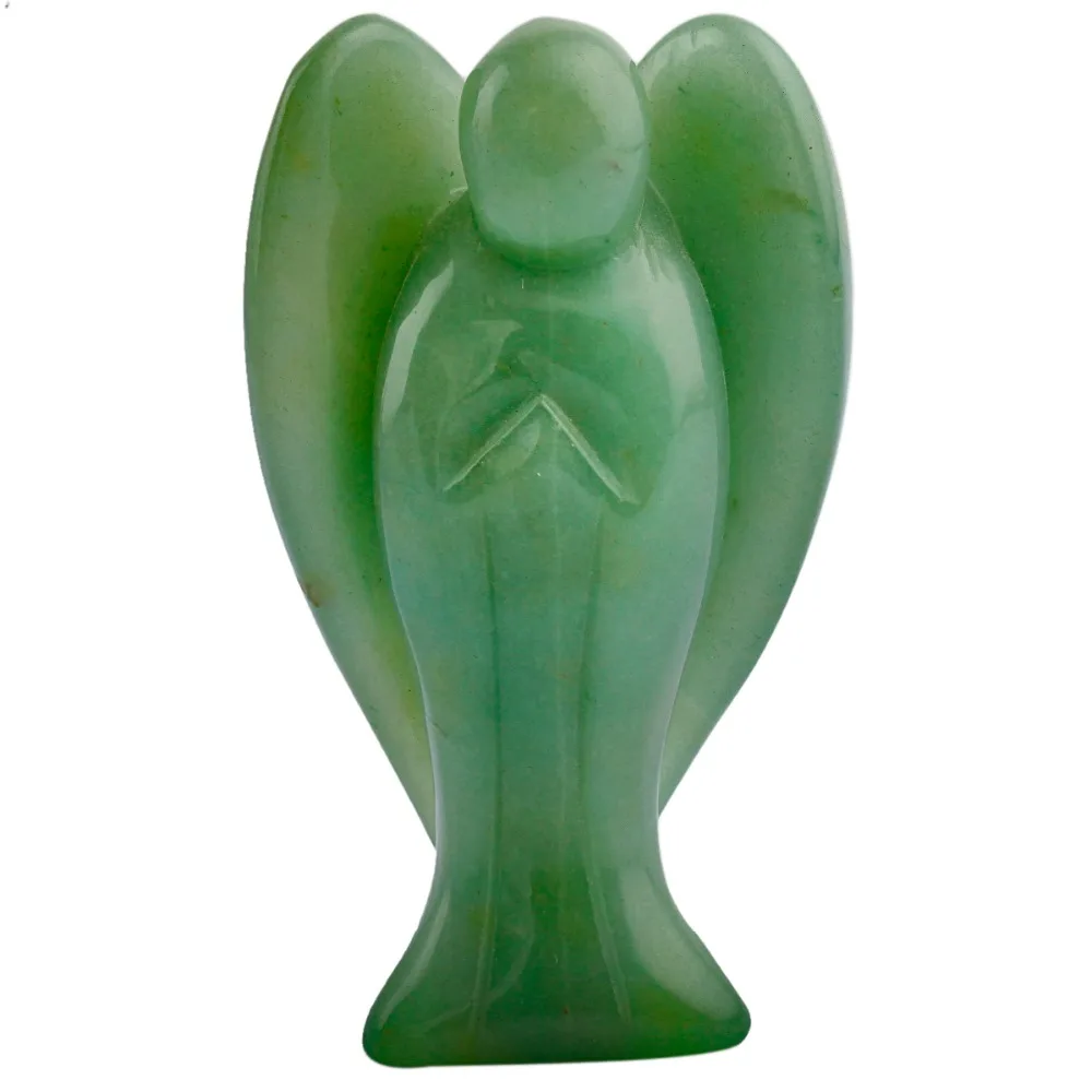 

TUMBEELLUWA 3 inch Green Aventurine Pocket Guardian Angel Figurine Statue,Reiki Healing Stone