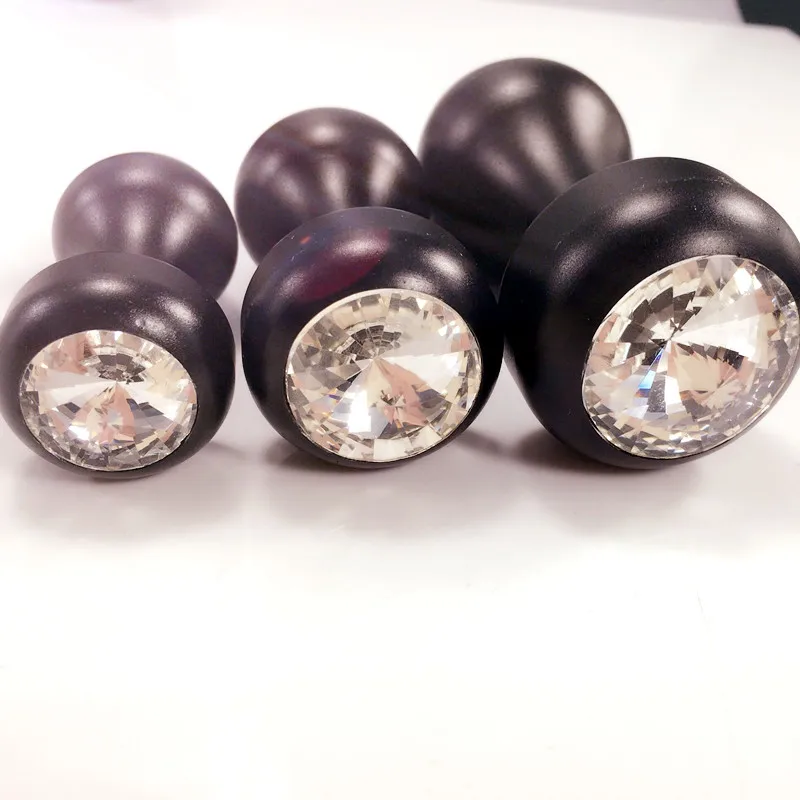 3 size as 1 set New black Crystal bullet shape metal anal plug Jewelry butt insert stopper sex toys for men women | Красота и