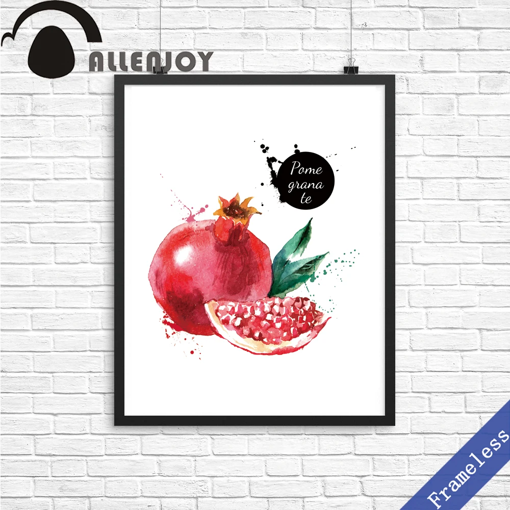 Без рамки холст печать ручная краска акварель фрукты гранат плакат картина