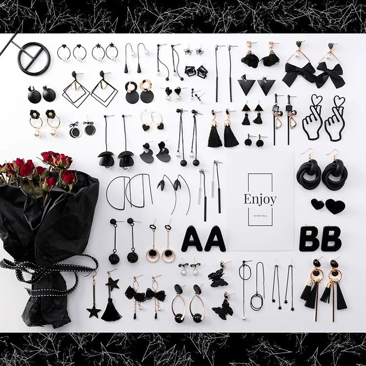 IMucci корейские уникальные модные черные серьги ретро простые женские жемчужные