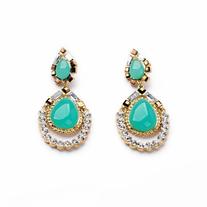 Женские серьги-капельки из полимерного стекла и цинкового сплава, 2014