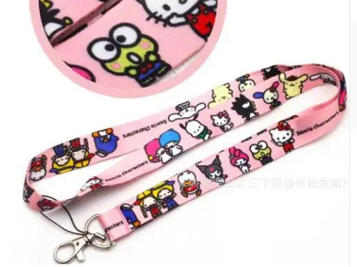 12 шт. популярный аниме розовый hello kitty девушка ключ бейдж со шнурком ID Держатели