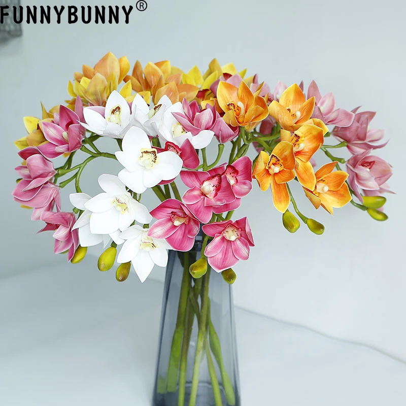 Искусственный цветок орхидеи FUNNYBUNNY украшение для дома свадьбы зеленая