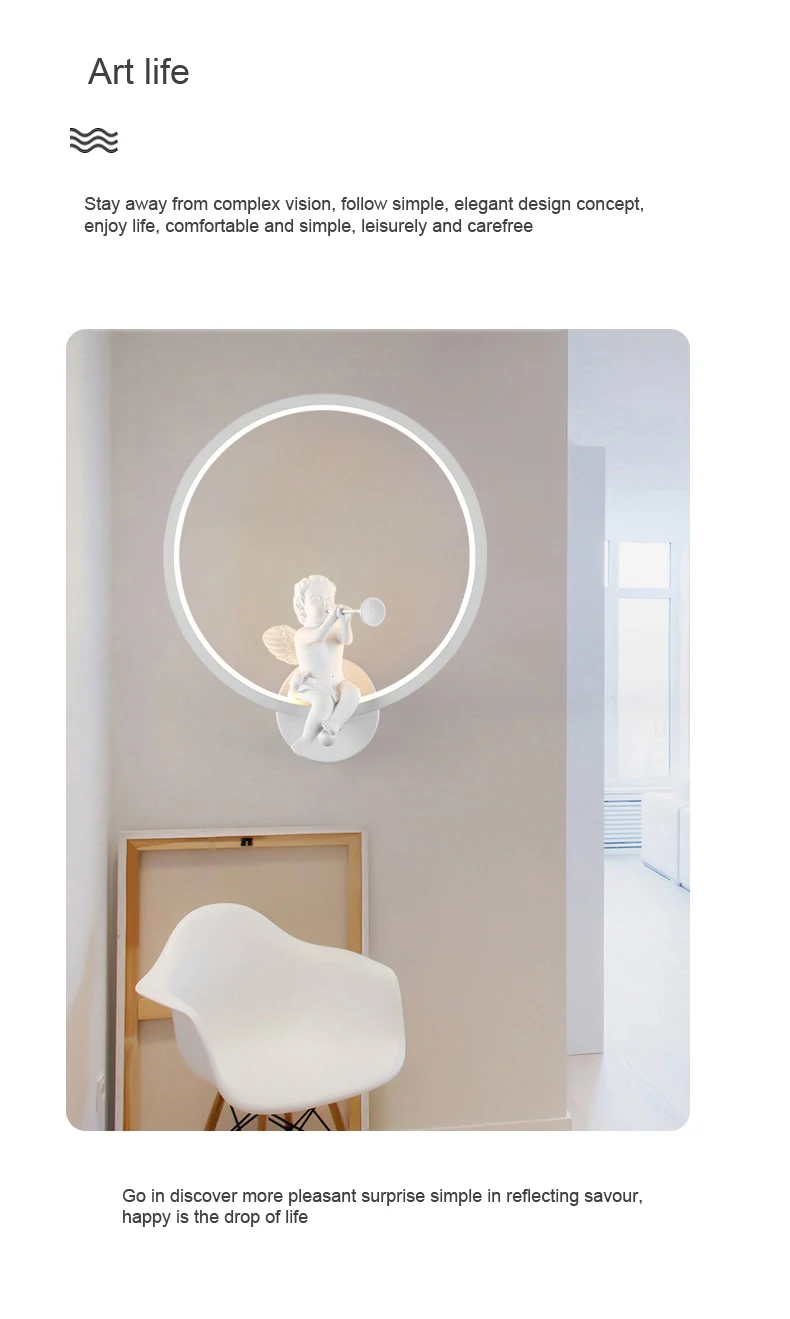 Modern Wall Lamps angel Nordic creative for living room bedroom bedside lighting bracket High-power led lustre Home Decorat