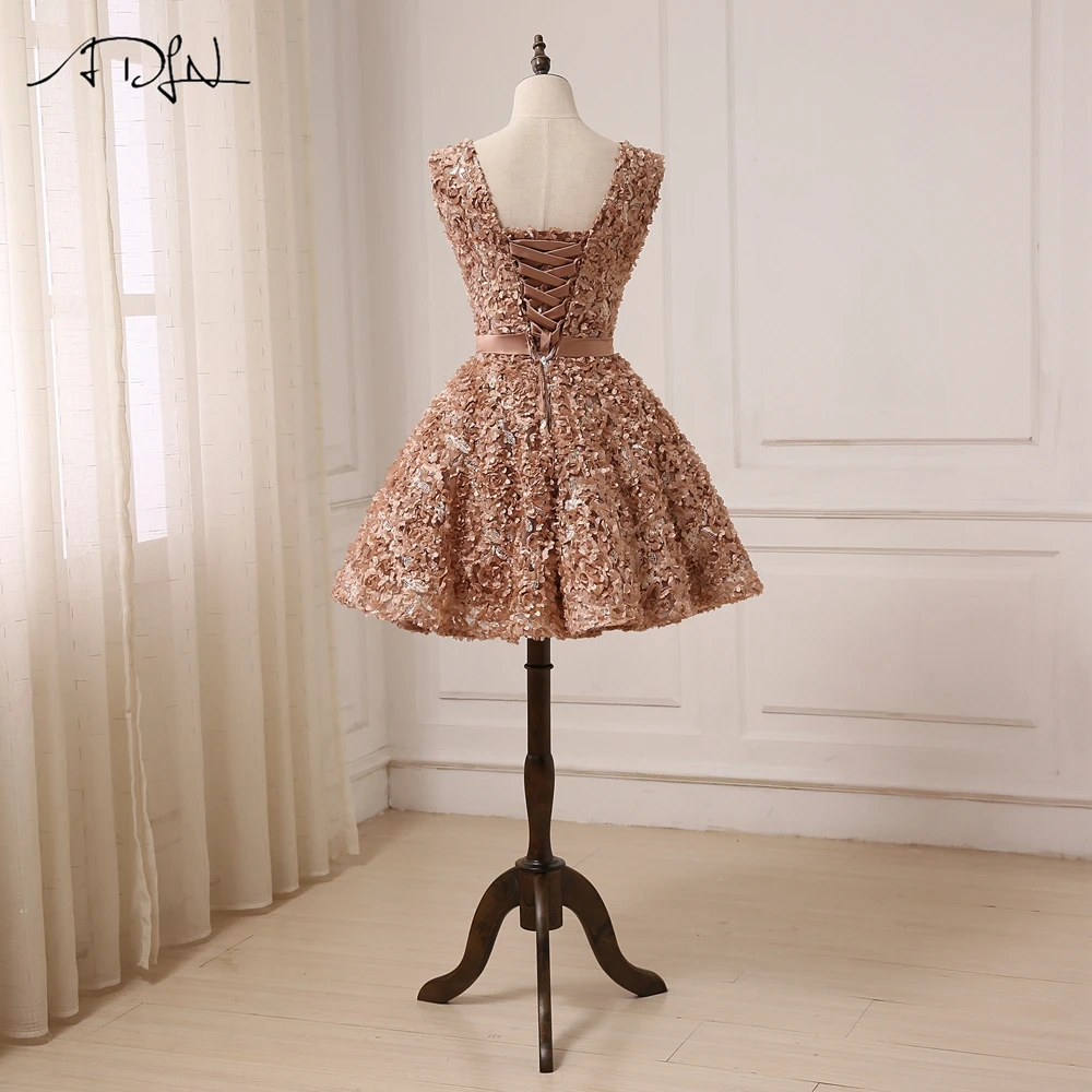 ADLN Золотое кружевное короткое вечернее платье 2017 длинное вечерние платья