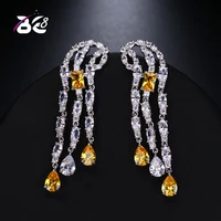 be 8 2018 shiny crystal stone water shape long drop dangle earrings new design fashion statement jewelry for women gift e465