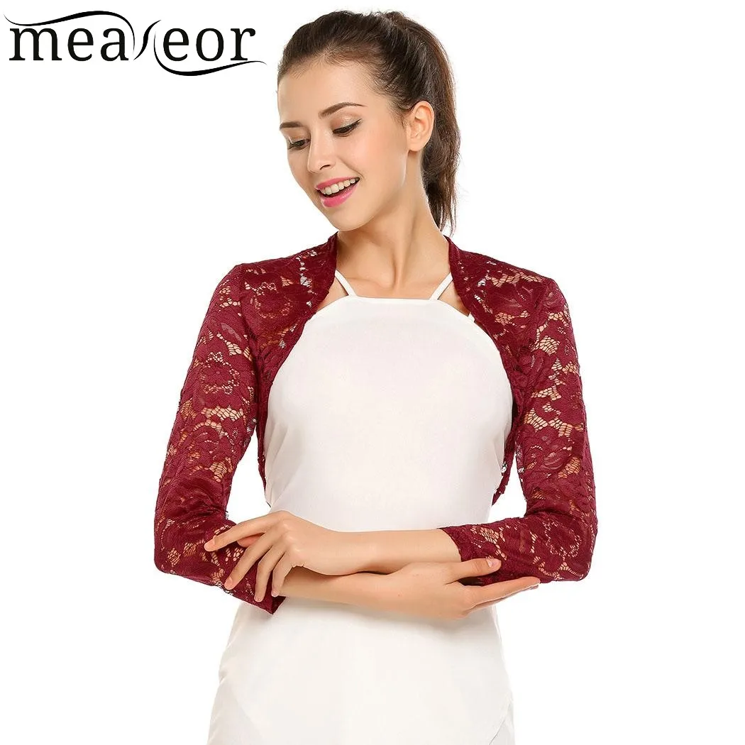Meaneor женские кружевные осенние кардиганы с цветочным рисунком открытые спереди