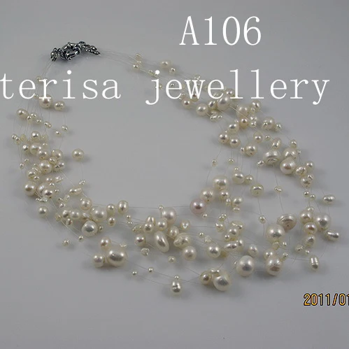 Ожерелье из жемчуга с эффектом иллюзии натурального цвета колье пресноводным