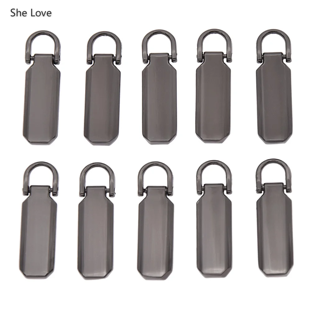 Gun black She Love, 10 шт./лот, съемные, 3#5#, металлические застежки-молнии для шитья, бегунки, молнии, аксессуары для рукоделия - Цвет: Gun black