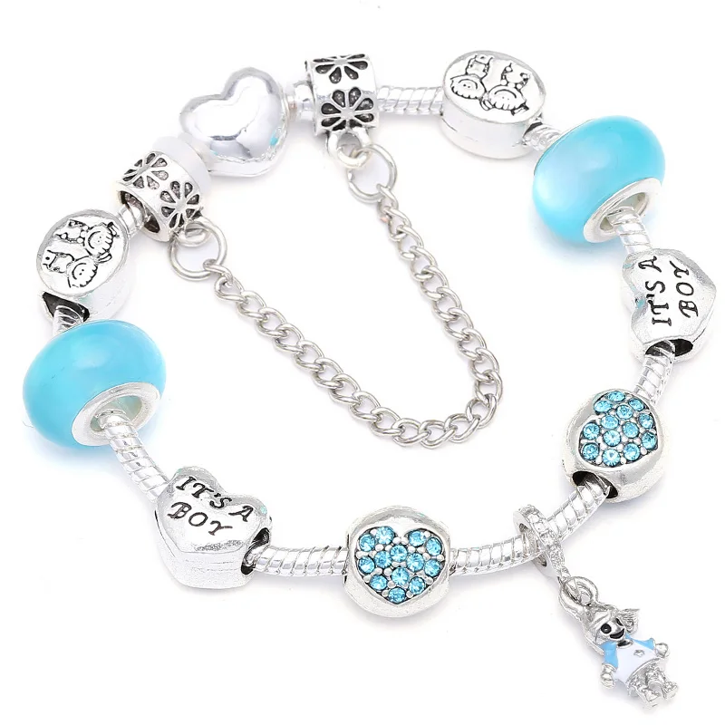 Серебряный бриллиантовый браслет BAOPON для женщин с мальчиком и девочкой изящные