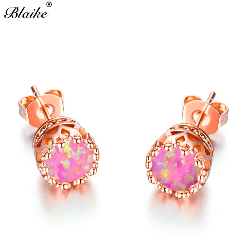 Blaike Ретро розовое золото заполненный опалом Корона Серьги для женщин