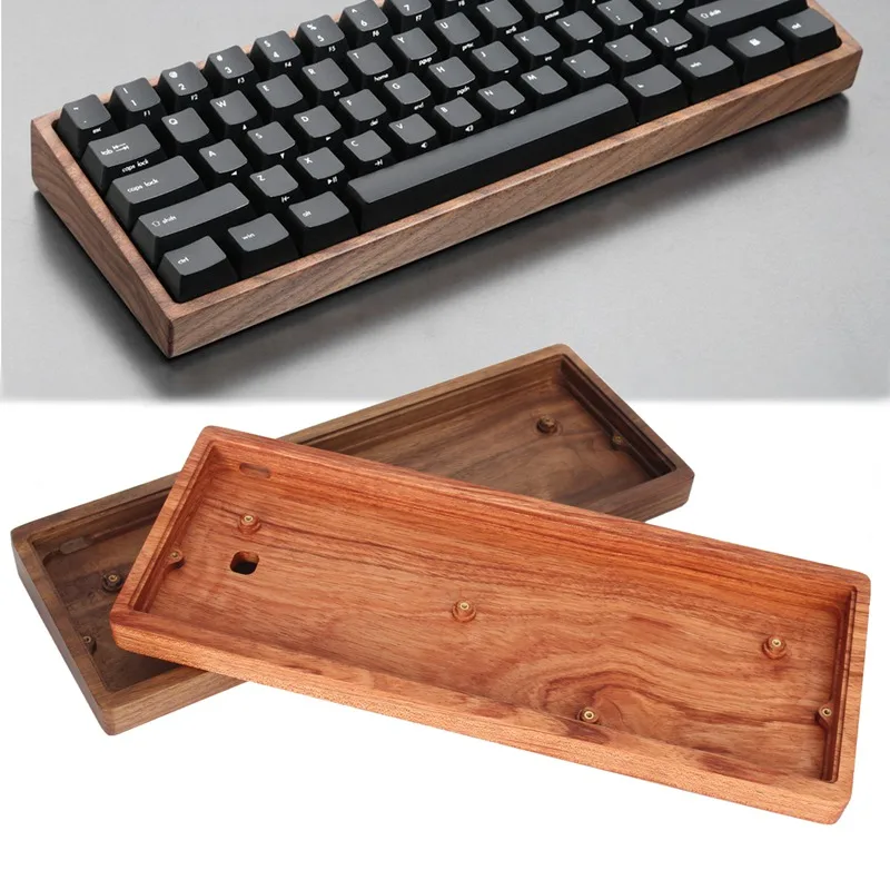 GH60 чехол для механической клавиатуры, твердый деревянный корпус, мини 60%, подставка для запястья, деревянный ящик, деревянная рамка, совместимая для покера 2