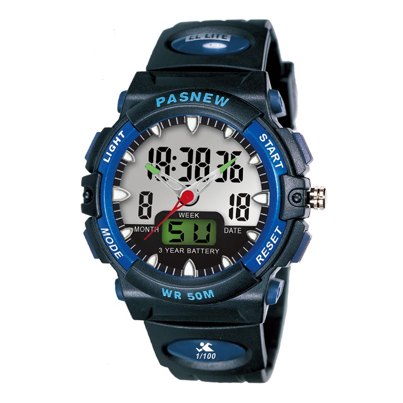 

Часы наручные PASNEW мужские спортивные, брендовые аналоговые цифровые кварцевые, с двойным дисплеем, водонепроницаемость 50 м