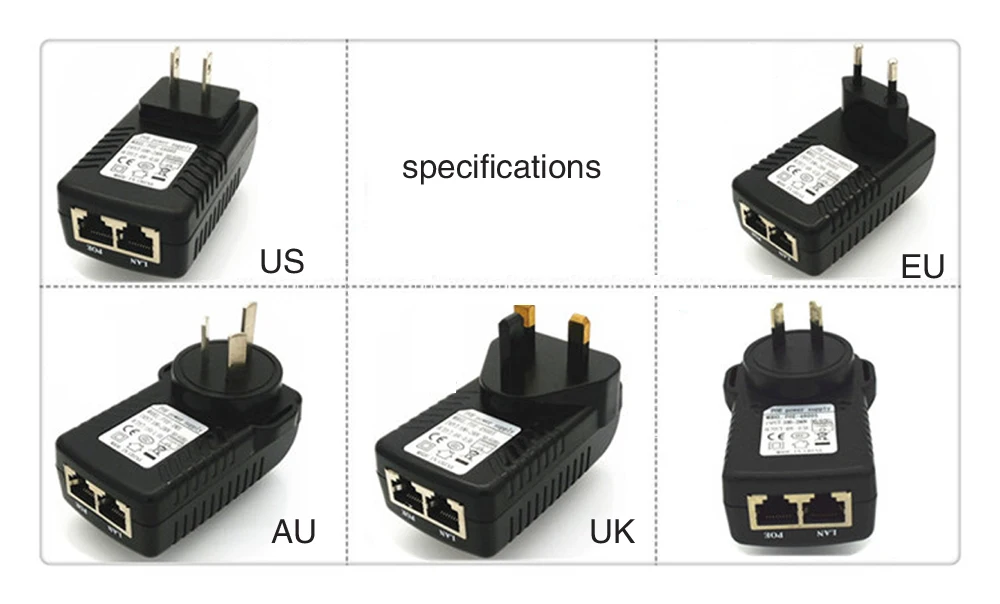 48V 0 5 A PoE Инжектор питания через Ethernet адаптер вставной настенный тип|poe injector power|poe