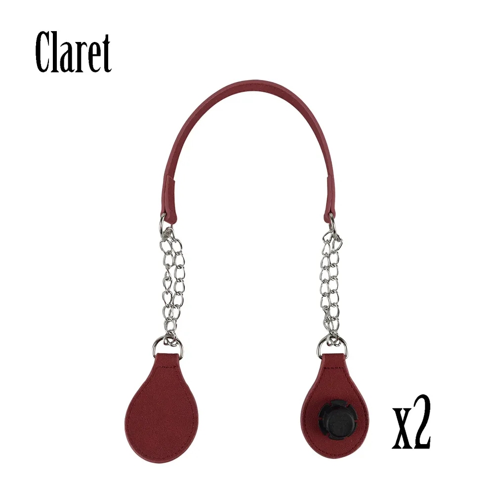 claret TANQU, 1 пара, с краями, из нубука, искусственная кожа, с цепочкой, с двойной металлической цепочкой, для O, сумка для EVA Obag, женская сумка - Цвет: claret