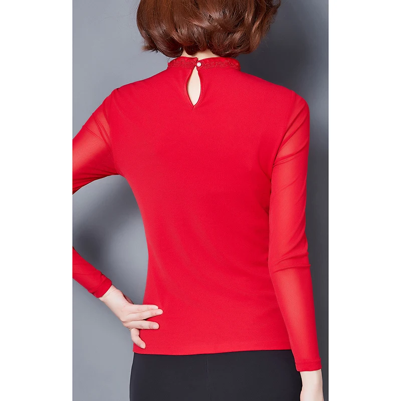 women tops Hollow Out Solid shirt Long Sleeve Fashion Cotton Stand Blusas Mujer De Moda 2017 Autumn Blouse Femme plus size 3XL |