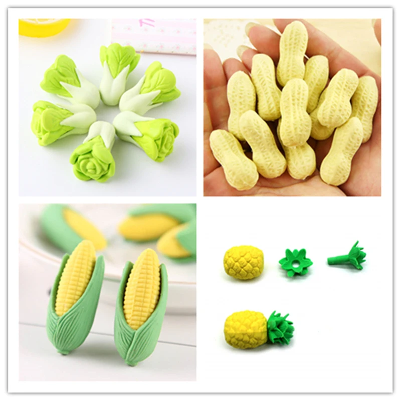 2 шт./лот овощи капуста Ананас &quotКукуруза&quot арахиса карандаши ластик из каучука