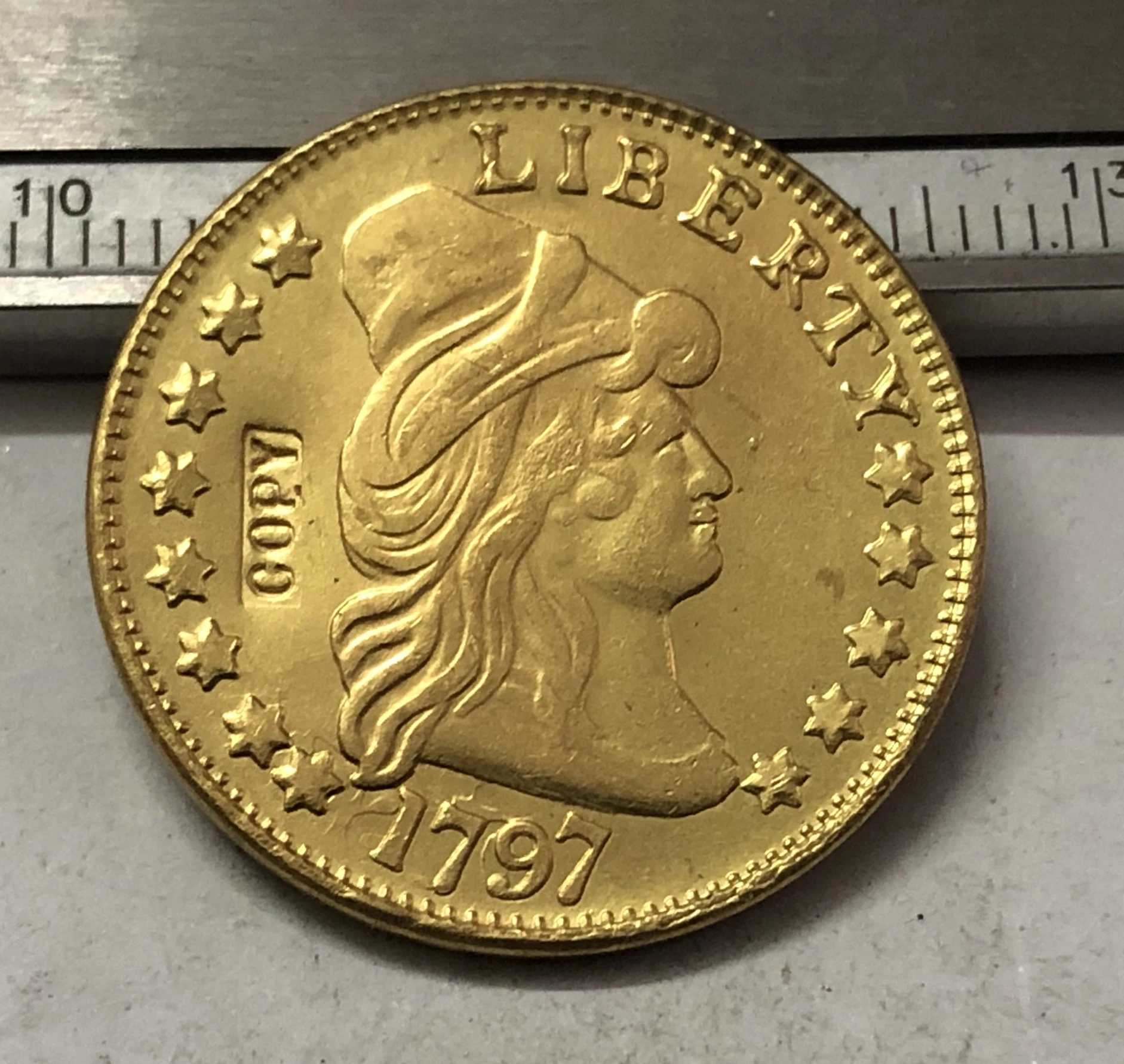 1797 Тюрбан США $5 24K позолоченный доллар точная копия (обычный Орел на обратной