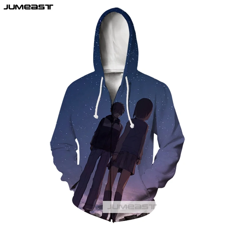 Бренд Jumeast 3D принт японское аниме ваше имя Мужская/Женская толстовка на молнии