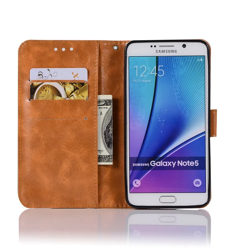 Флип для samsung Galaxy Note 5 Note5 SM N920 Винтаж кожаный чехол Drop Доказательство пыле мягкие