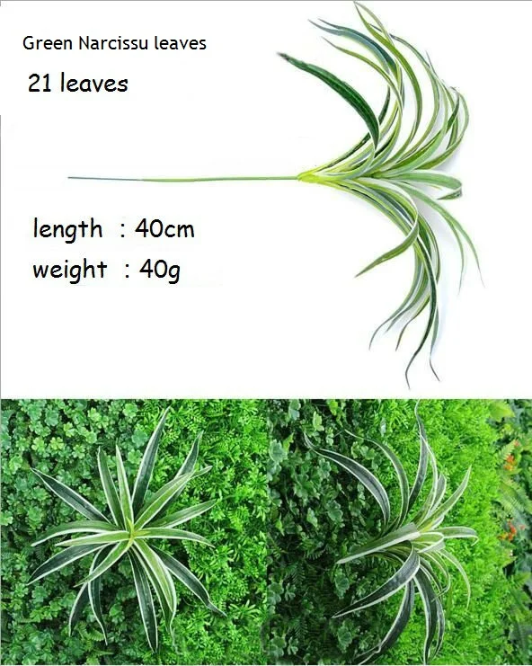 Green Narcissu DIY искусственная пластмассовая трава листья цветы Флорес растения поддельные растения для домашнего магазина сада представить украшение стены - Цвет: Green Narcissu
