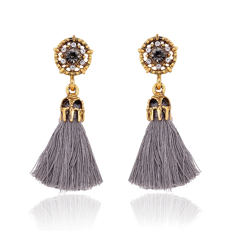 2018 Мода длинной кисточкой Хрустальные Серьги Золотые Цвет Металл пирсинг серьги