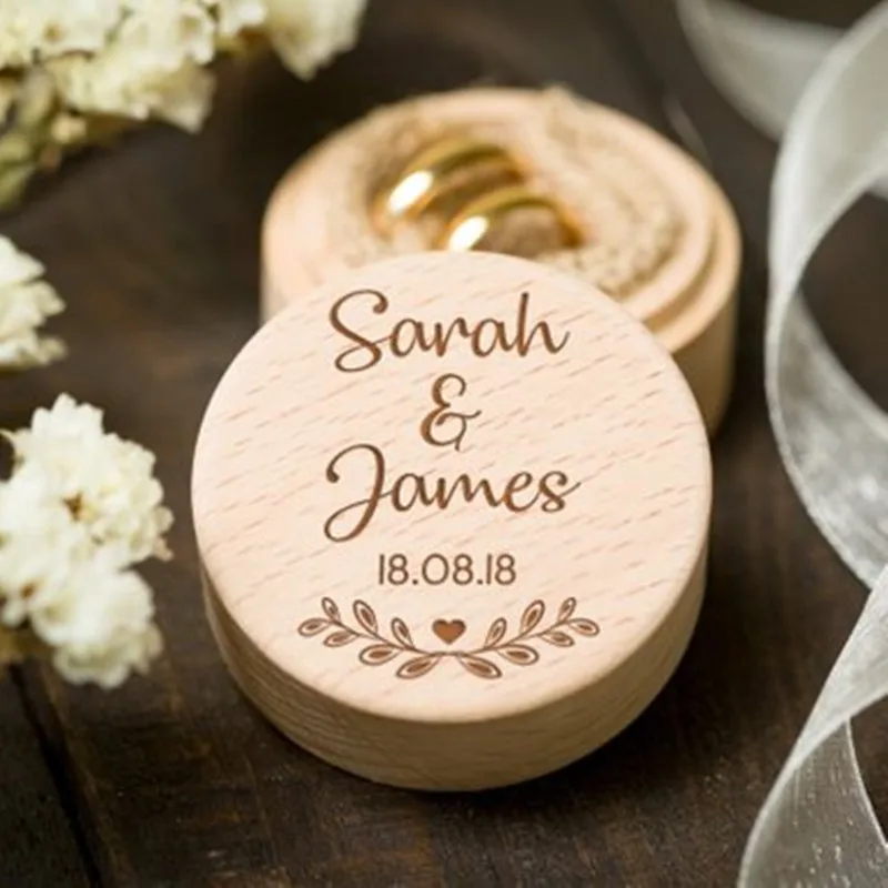 Rustic Wedding Ring Box Personalized Wooden Ring Bearer Box Ring Holder Country Wedding Decoration Marriage