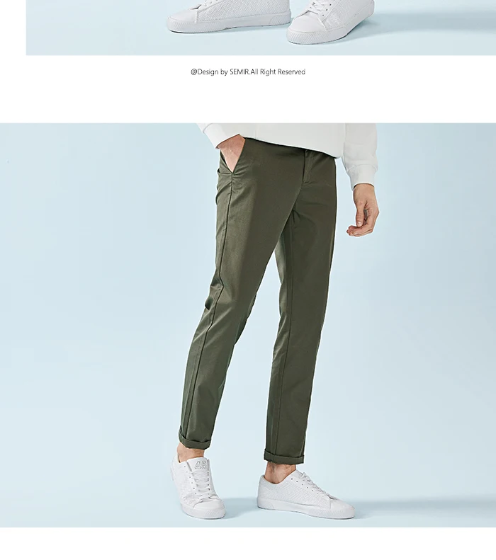SEMIR, мужские обтягивающие хлопковые брюки, мужские чиносы с вышивкой, Мужские штаны, модные штаны на весну