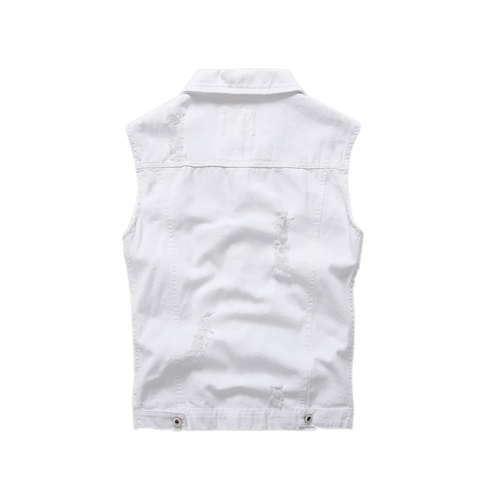 Простой тренд однотонный приталенный мужской джинсовый жилет винтажные белые