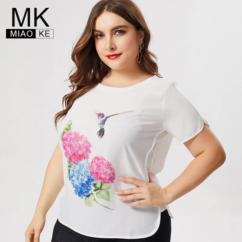 MG 2019 Летняя женская шифоновая футболка с коротким рукавом модные женские