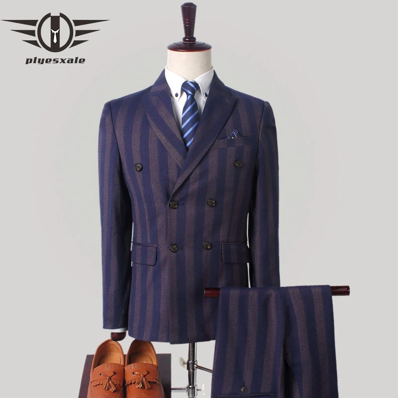 Мужские костюмы в полоску винно красный темно синий свадебный костюм мужские