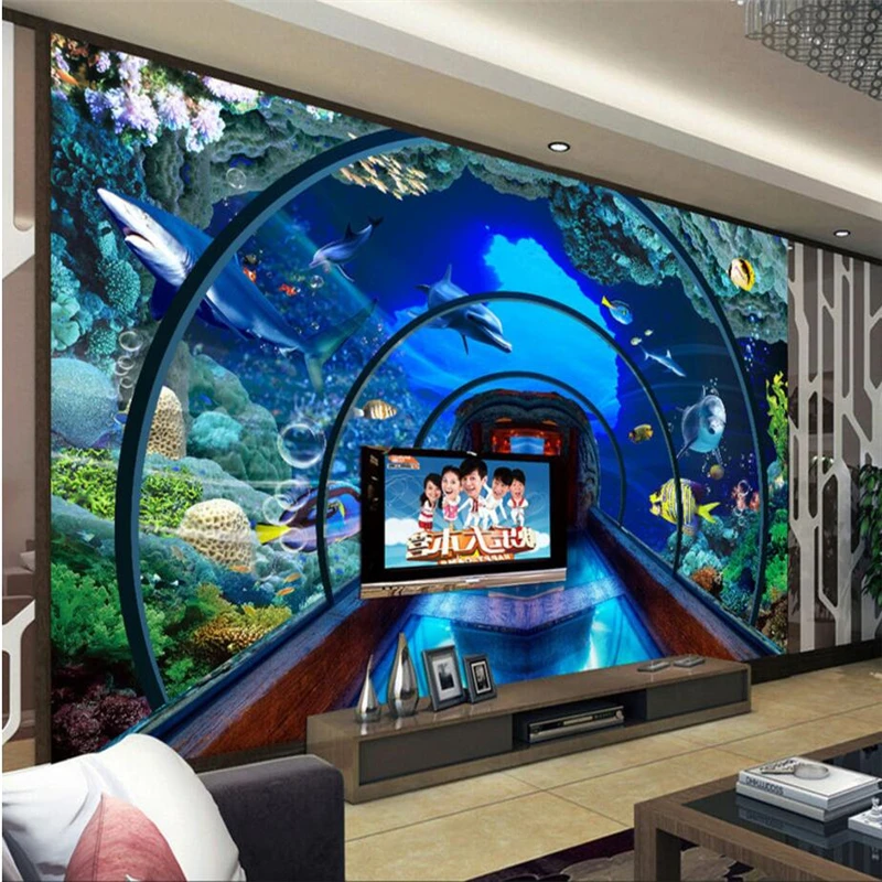 3d обои beibehang под водой аквариум 3D стерео фрески фон для телевизора украшение стен