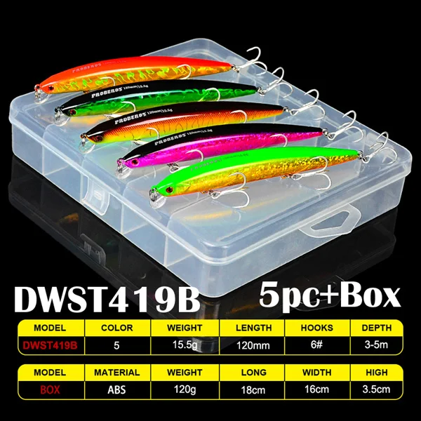 DWST419B 5 шт./кор. рыболовные приманки, экспортируемые в Японию бас, 5 расцветок, для доставки прикорма и оснастки 15,5 г-0,54 oz/12 см-4," рыболовные снасти#6 BKB 3X крюк - Цвет: DWST419B
