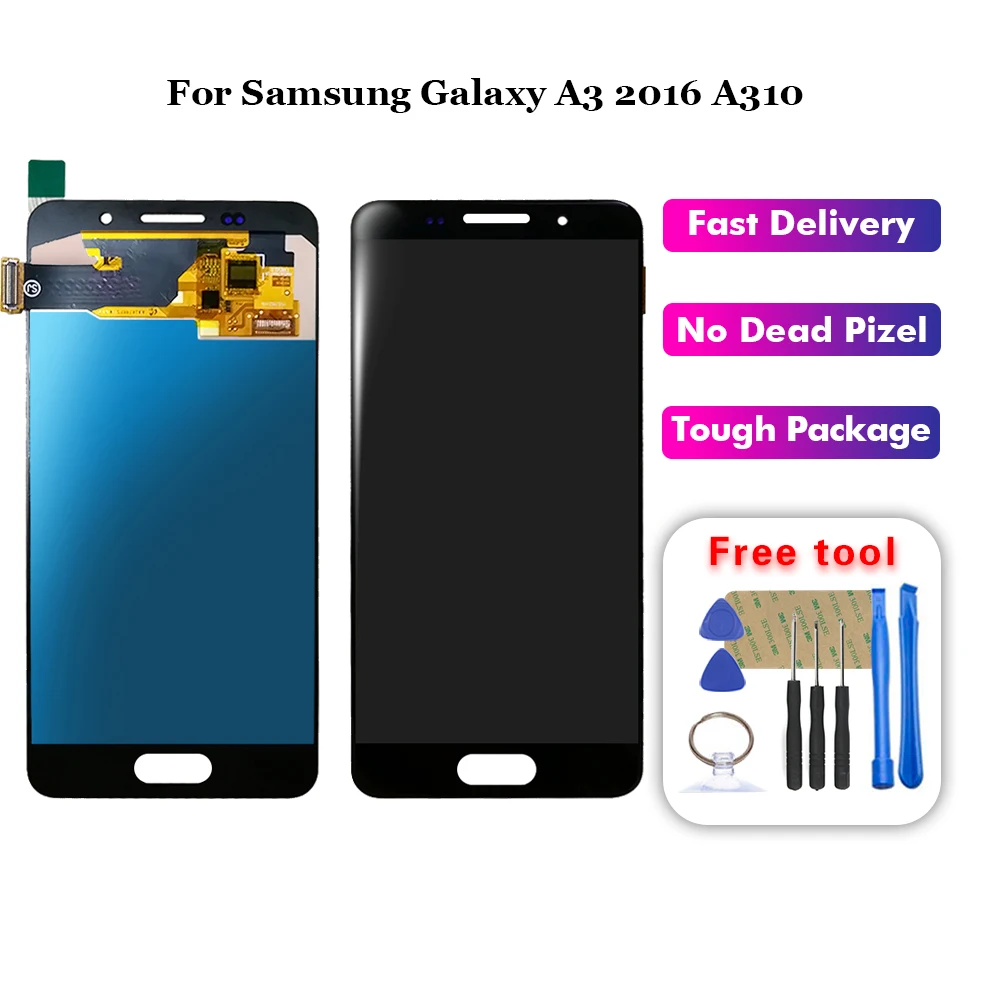 Для Samsung Galaxy A3 2016 A310 SM A310F A310f/ds ЖК дисплей с цифровым преобразователем сенсорного