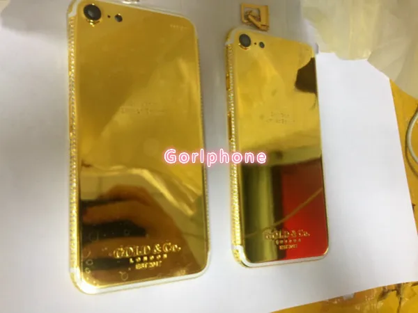 Для iphone 7 и для iphone 7 plus настоящее золото 24ct позолоченный корпус замена задняя крышка с алмазной рамкой и кристаллом