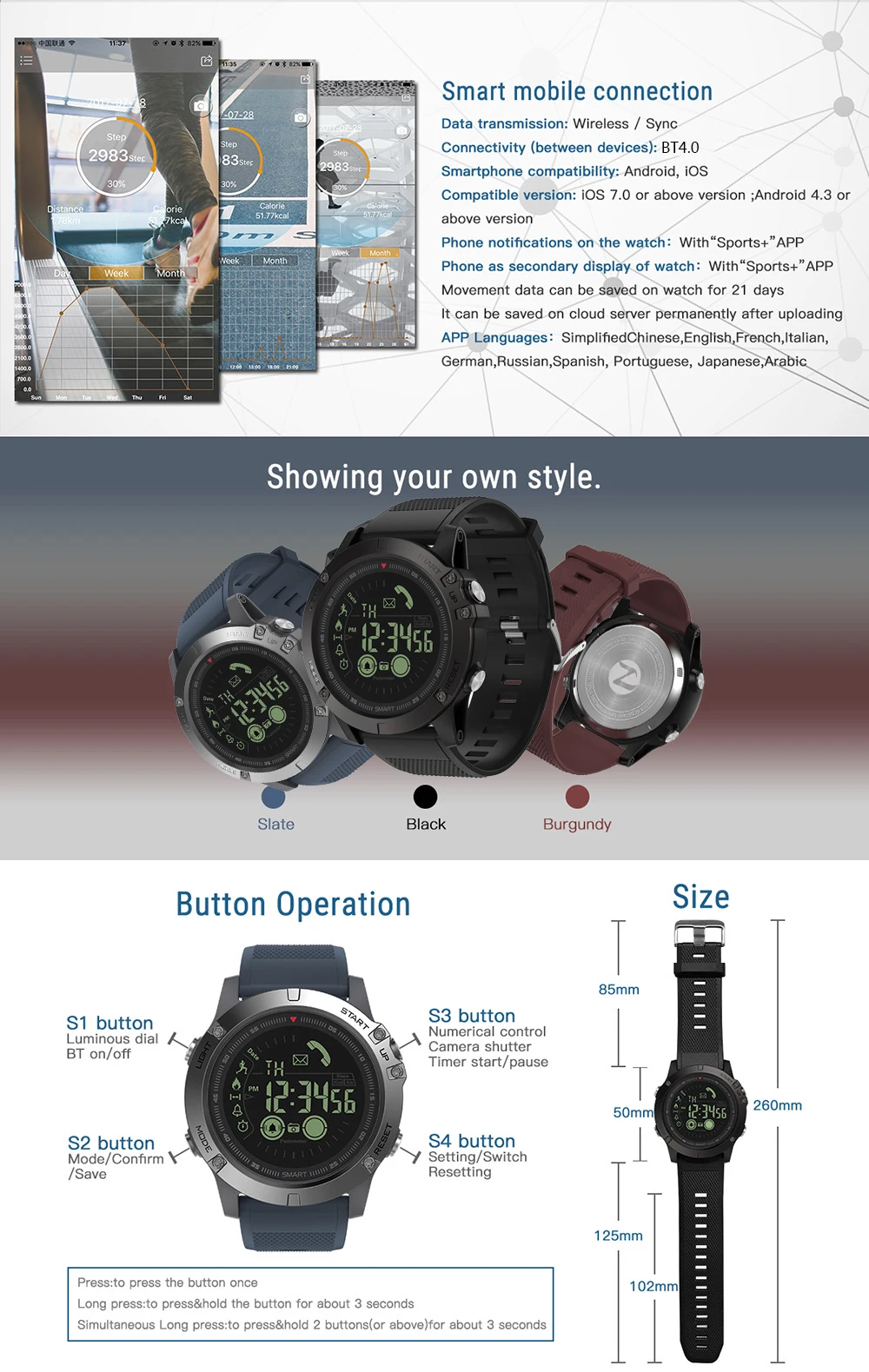 Смарт-часы Zeblaze VIBE 3, 33 месяца, время ожидания, 24 часа, всепогодный мониторинг, Смарт-часы для IOS и Android, поддержка дропшиппинг
