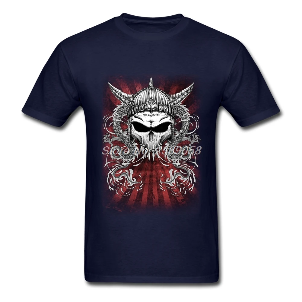 Новинка Мужская футболка с коротким рукавом изображением черепа викинга