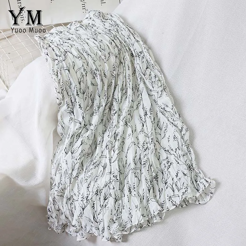Style1White YuooMuoo популярная красная плиссированная юбка с цветочным рисунком женская элегантная миди-юбка с высокой талией летняя трапециевидная Праздничная юбка в стиле бохо Женская юбка - Цвет: Style1White