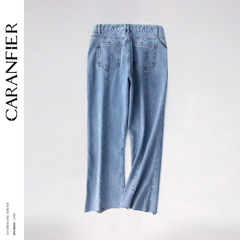 CARANFIER новые джинсы женские с высокой талией свободные Джинсы бойфренда для