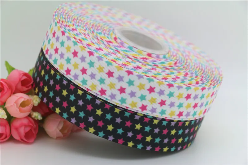 DUWES 50 ярдов звезды печатных grosgrain ленточный аксессуар бант для волос Головные