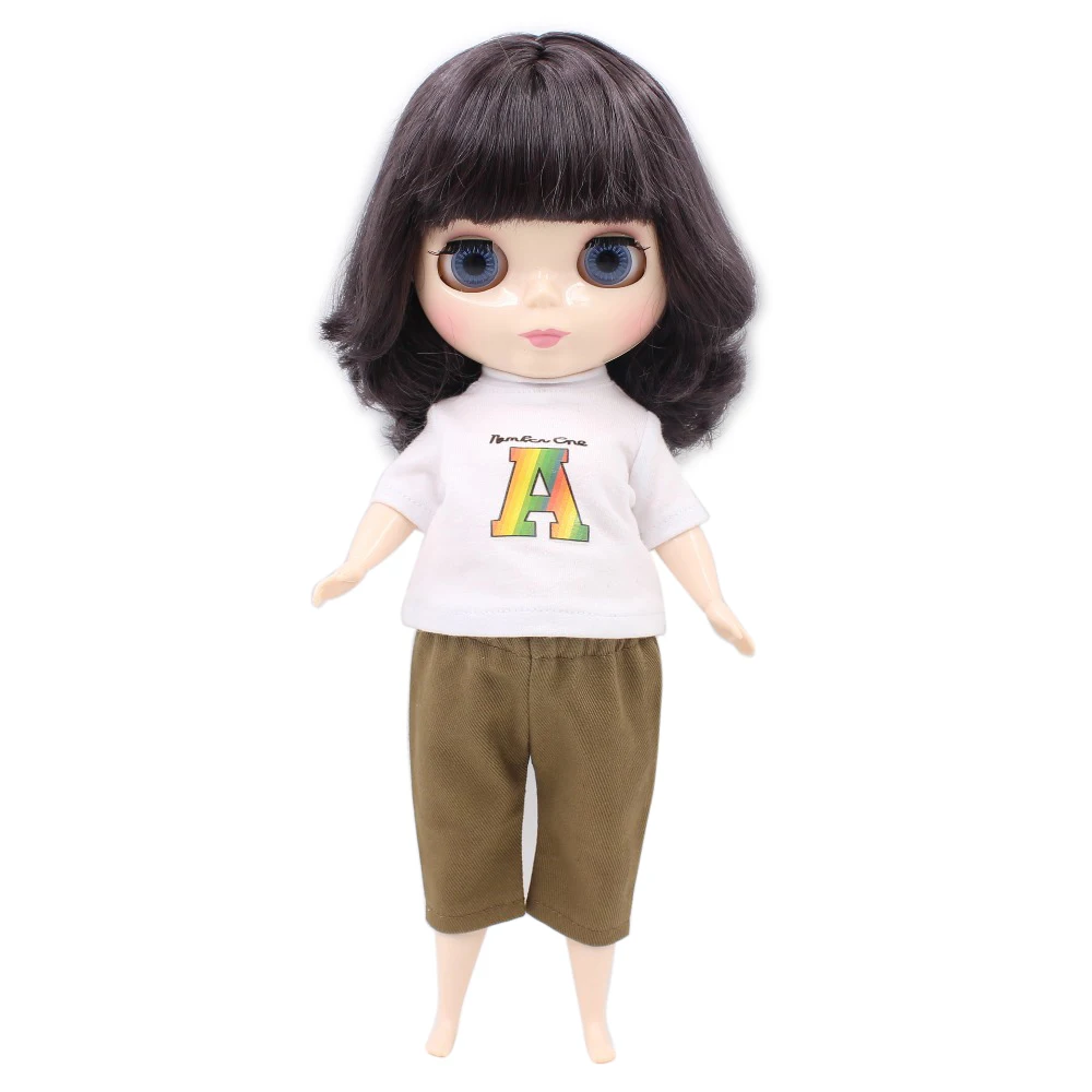 Кукла ледяная DBS Blyth 1/6 30 см темно-фиолетовые волосы с челкой/бахромой белая кожа