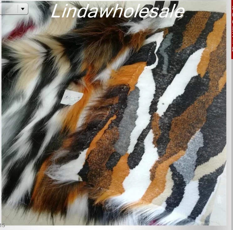 Wholesale Jacquard plush multi-color rainbow faux fur fabric,fabrics for patchwork,felt cloth,170cm*90cm(one yard)/pcs images - 6