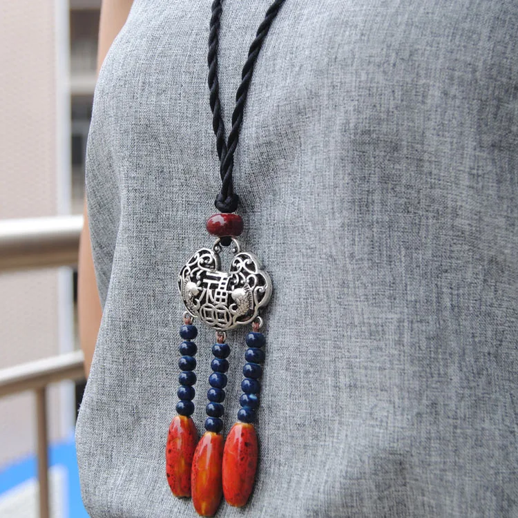Керамические ожерелья-свитера подвески Богемные аксессуары длинный дизайн для