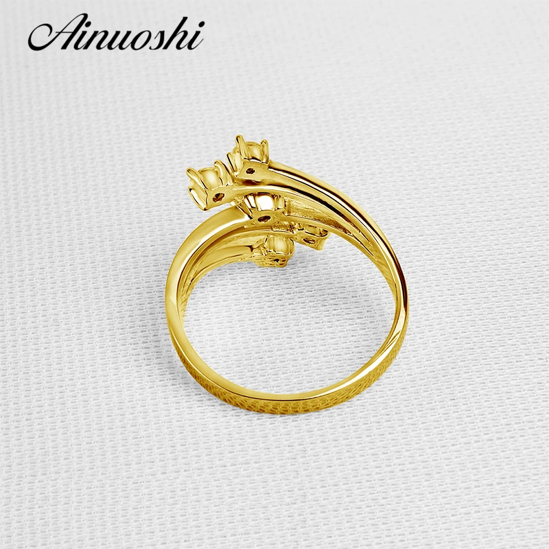 AINUOSHI, 14 к, однотонное, желтое, золотое, звездное, цветочное кольцо, специальный дизайн, SONA, имитация бриллианта, обручальное, Кластерное кольцо для женщин, подарок