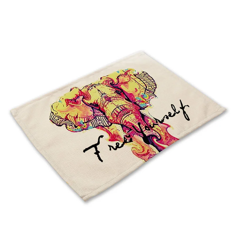 Цветные Слоны Мандала богемный ужин хлопок льняной коврик Европа кухонные