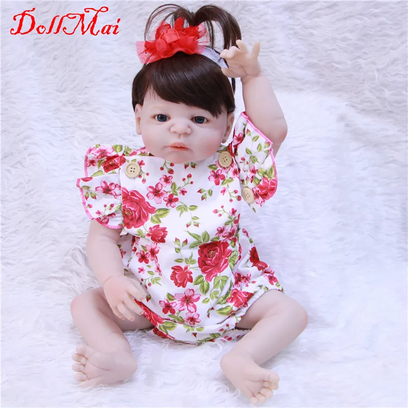

DollMai настоящая кукла, игрушки, Поддельные Детские полностью силиконовые куклы reborn 22 "55 см, милая кукла новорожденного для девочек, детские по...