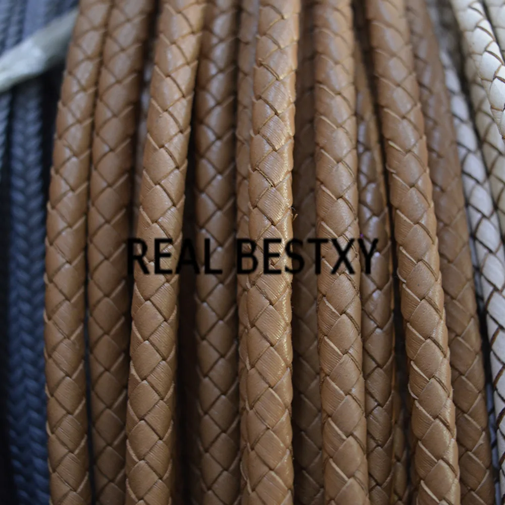 Настоящее BESTXY 5 м/лот кожаный шнур 6 мм Коричневые Плетеные Кожаные Шнуры Длинные