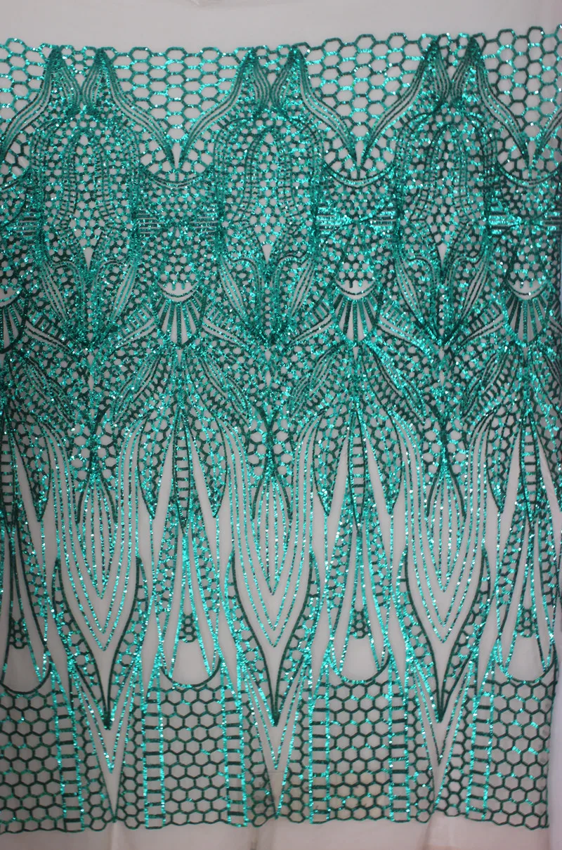 

2yards Green Sequin Beaded Lace Fabrics Embroidered Guipure Cord Lace Evening Bridal Dress